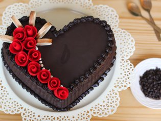 Heart Shaped Choco Truffle Cake For An Intern Last Day